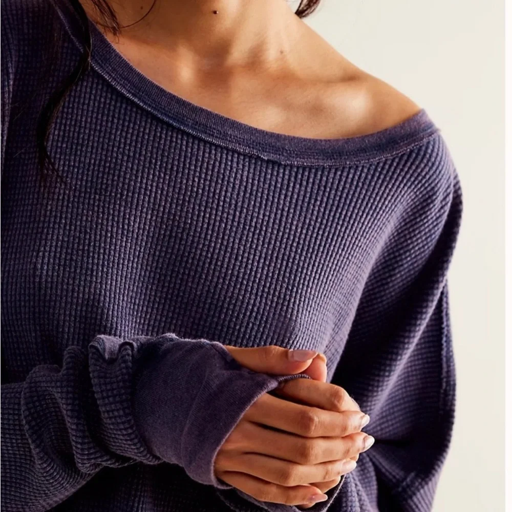 🛑SOLD OUT🛑 FPMicrophone Drop Long Sleeve Oversized Thermal in Navy Size L NWT - Picture 5 of 10